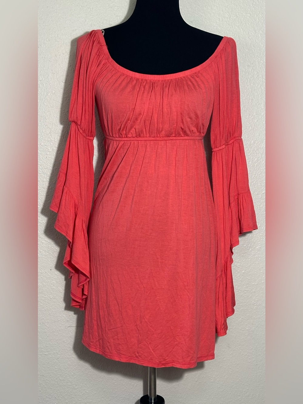 James & Joy Coral Bell-Sleeve Empire-Waist Dress